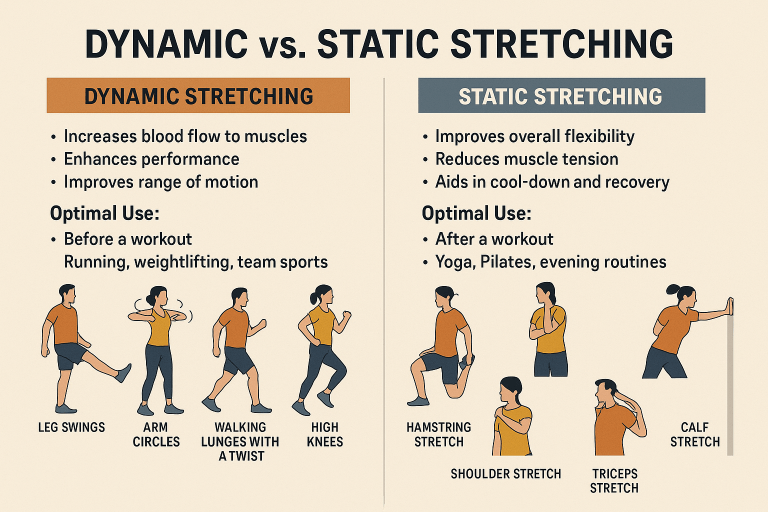 Dynamic vs. Static Stretching: What’s the Difference and When to Use ...